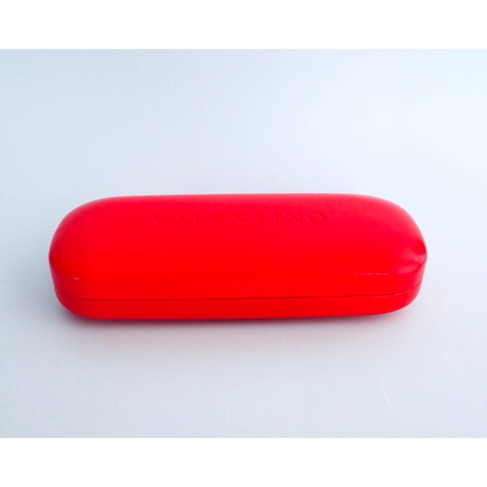 Valentino Cherry Red Eyeglasses Sunglass Hard Shell Leather Clamshell Case Italy